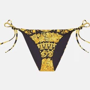 Versace Barraco print bikini bottoms gold black